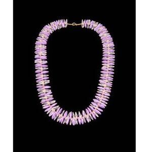 Vintage Hawaiian/ Hippie Style Purple & Clear Disc Statement Necklace